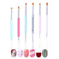 High Quality Nail Polish Gel Brush Acrylic Handle Flat Steel Push Double Heads Gel Nail Brush